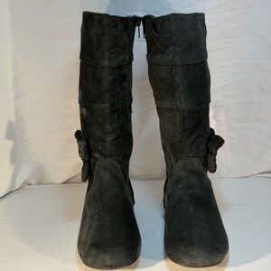 Kid’s Candie’s Black Suede Side Bow Knee Boots